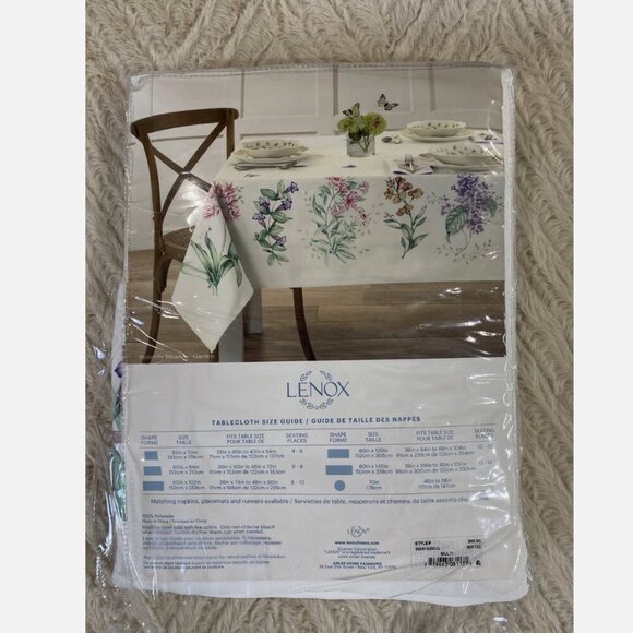 Lenox Butterfly Meadow Garden Multi Pastel Polyester Oblong Tablecloth 60" x120" - Picture 7 of 9